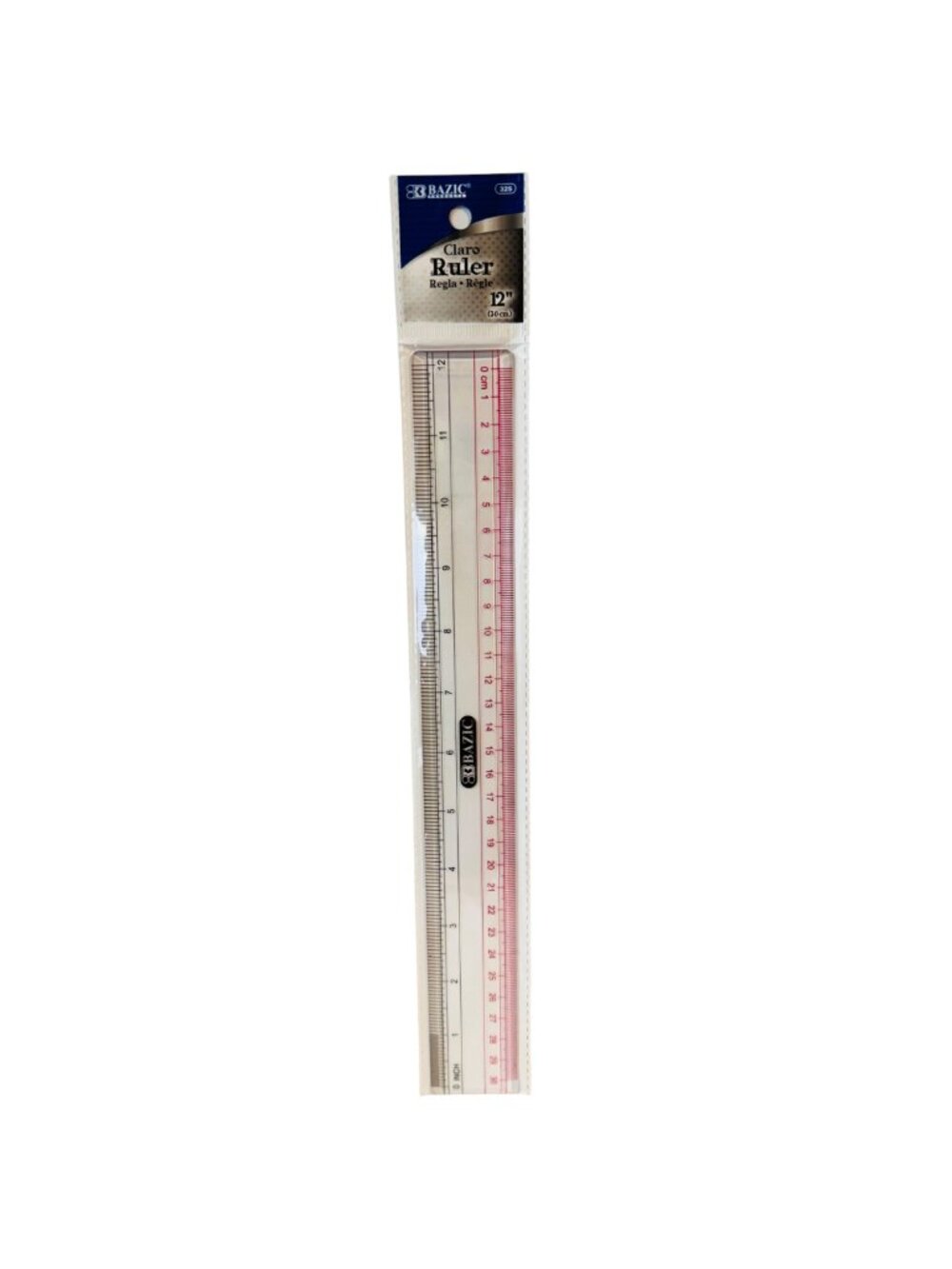 Bazic Claro 12-Inch Ruler With Beveled Edge & Metric Scale